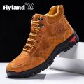 FLYLAND Men's Ankle Boots Casual Leather Shoes Fashion Vintage Hand Stitching Soft Business Handmade Shoes. 