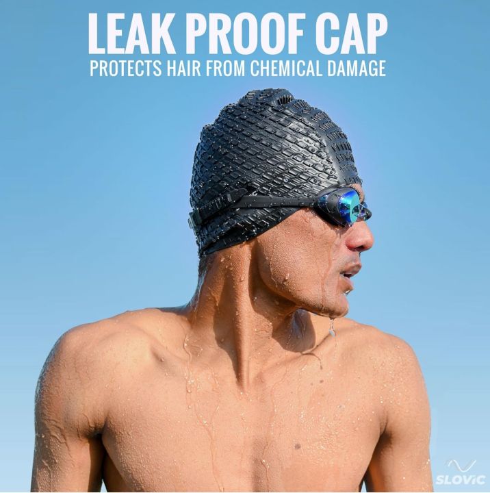 Swimming Cap Speedo Embossed Bubble for Men & Women long Hair