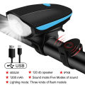 USB Rechargeable Bicycle Light Bike Front Light Waterproof Night Riding Bicycle Headlight With Horn. 