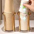 Luxury Disposable Cup Storage Holder Water Tea Cups Dispenser Rack Shelf with Longer Stick Mug Display Stand Home Organizer. 