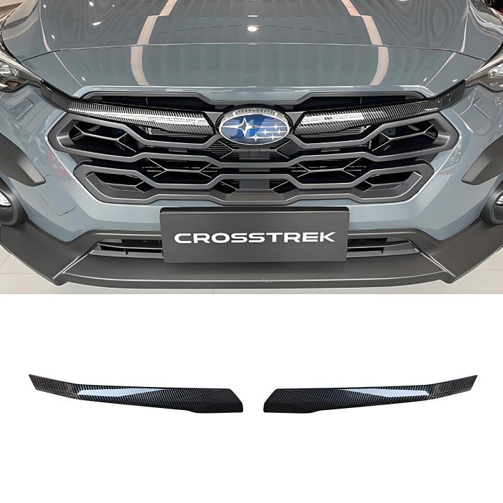For Subaru Crosstrek 2023 2024 Carbon Fiber Style Car Grille Trim Strip Cover Accessories