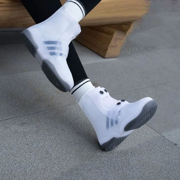 1set%20Two%20Tone%20Shoe%20Covers%20Waterproof%20Overshoes%20Washable%20Anti%20Skid%20Shoe%20Covers%20With%20Button%20White%20Durable%20Shoe%20Covers%20-%20Image%202