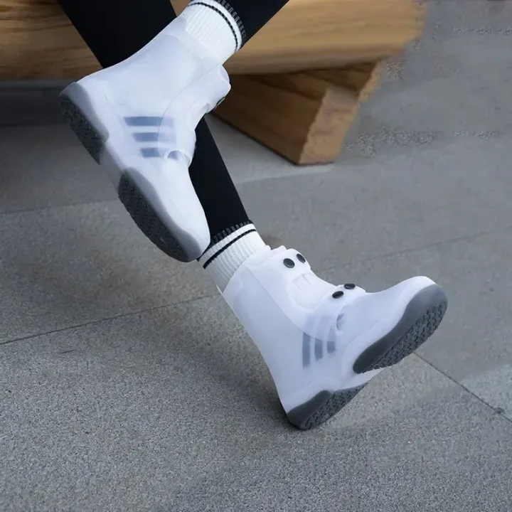 1set%20Two%20Tone%20Shoe%20Covers%20Waterproof%20Overshoes%20Washable%20Anti%20Skid%20Shoe%20Covers%20With%20Button%20White%20Durable%20Shoe%20Covers%20-%20Image%202