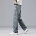 Summer Ultra-thin Lyocell Men's Jeans Drape Soft Fabric Loose Straight Casual Denim Pants Elastic Ice Silk Male Trousers. 