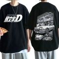 Anime Drift AE86 Initial D Double Sided T Shirt O-Neck Short Sleeves Summer Casual Unisex R34 Skyline GTR JDM Manga T-Shirts. 