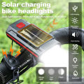 Solar Bicycle Light with Horn 120dB TYPE-C Rechargeable MTB Road Bike Front Lamp Flashlight Bicycle Light 1200 mah. 