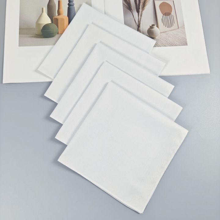 5PCS Pure White Gentleman Handkerchief Suit Pocket Square Plain Hair Band 35cm/13.7in - DIY Fashion Accessory