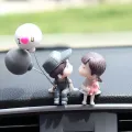 Cute Ornaments Couple Action Figurines Balloons For Car Dashboard Decoration. 