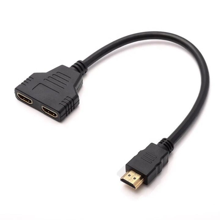 Kit%202Pcs%20HDMI%201%20in%202%20out%20Splitter%20Adapter%20HDMI%20Male%20To%202%20Female%201080P%2025CM%20HDMI%20Male%20To%20Female%20Conversion%20Cable%20-%20Image%202
