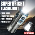 Powerful Mini LED Flashlight with RGB Light Al Alloy Pocket Torch Rechargeable Waterproof Hiking Camping Flash Light with Magnet.