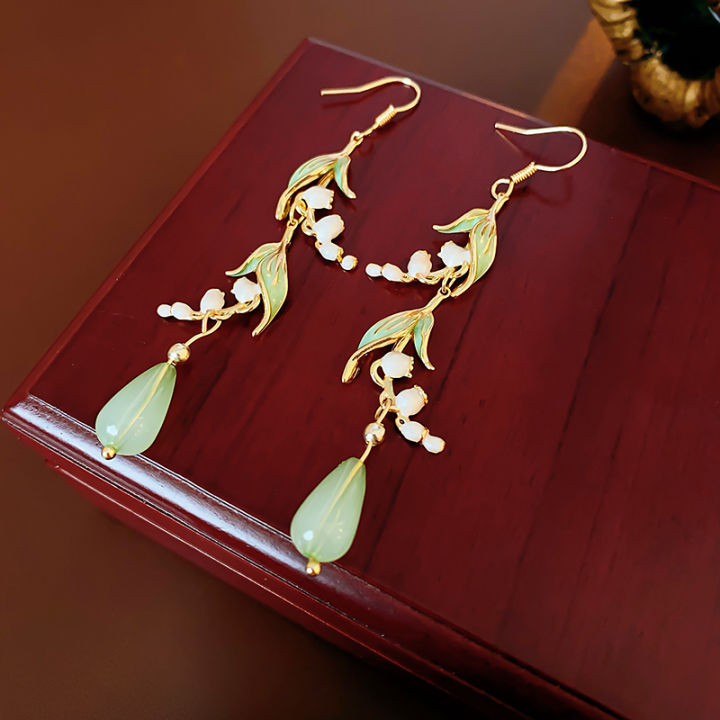 Lily%20Of%20The%20Valley%20Leaf%20Water%20Drop%20Resin%20Dangle%20Earrings%20Women%20Partysu%20New%20In%20Earring%20Hook%20Vintage%20Fashion%20Cheongsam%20Jewelr%20K-%20-%20Image%202