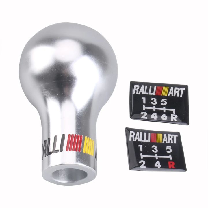 BHKEY%20RALLIART%20Universal%205/6%20Speed%20Auto%20Aluminum%20Alloy%20Gear%20Shift%20Knob%20Black/White%20Car%20Manual%20Transmission%20(MT)%20for%20Mitsubishi%20-%20Image%205