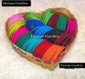 Multicolor Metal Velvet Bangles 1Box/ 12 Dozen. 