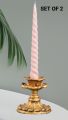 TWO LONG SPIRAL TAPER CANDLE IN PASTEL COLOURS (20 cm Tall). 
