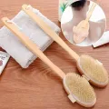 Natural Bristles Back Scrubber Shower Brush with Detachable Long Wooden Handle Dry Skin Exfoliating Body Massage Bath Brushes. 