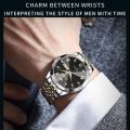 Olev,es Luxurious Formal Fashionable Look Cutting Edge Glass Day and Date Facilities Stainless Steel Chain Strap Men's Watch.