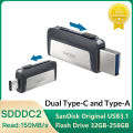 Sandisk SDDDC2 Dual Plug Flash Drive Type-C+Type A 32GB 64GB 128GB 256GB OTG USB Pen Drive USB Stick for Phone Laptop Computer. 
