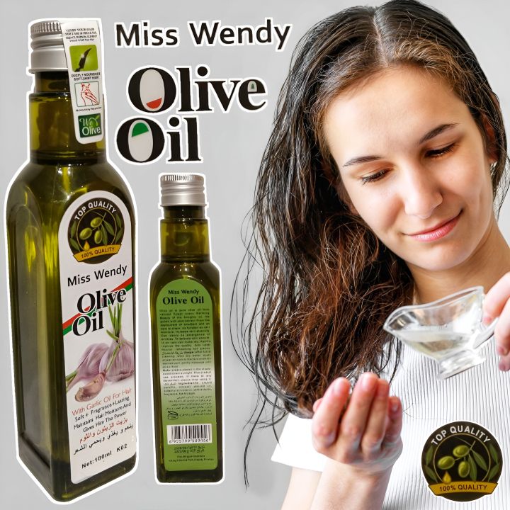 Miss Wendy Olive Oil with Garlic 180 ml - Top Quality Hair Oil for Softer, Fragrant and Long Lasting Moisture