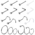 1PCS Hypoallergenic Nose Ring Studs for Sensitive Skin 20G Hoops for Women Men 2mm Small Titanium Nose Piercing Jewelry. 