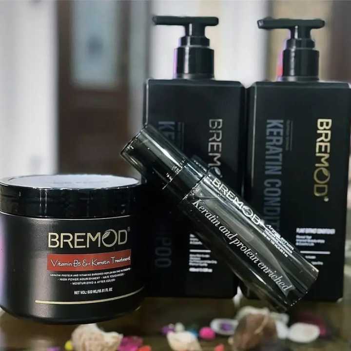Bremod Keratin Hair Care Set | Shampoo + Conditioner + Hair Mask + Argan Serum | Smooth, Nourish & Repair | Professional Treatment