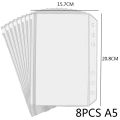 8pcs 6-Ring PVC Binder Pockets A7 A6 A5 Budget  Envelopes Zipper Folders Loose Leaf Bags Document Pouch Filing Bags. 