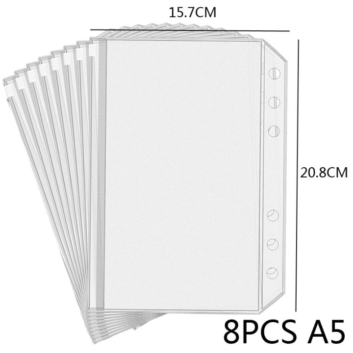 8pcs%206-Ring%20PVC%20Binder%20Pockets%20A7%20A6%20A5%20Budget%20%20Envelopes%20Zipper%20Folders%20Loose%20Leaf%20Bags%20Document%20Pouch%20Filing%20Bags%20-%20Image%207