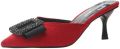 LINNE Womens Office Daily Kitten Heels Sandal Buckle Decorate Comfortable Slip On Pointed Toe Sandals.