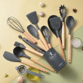 12PCS Food Grade Silicone Kitchen Cookware Utensils Turner Spatula Measuring Spoon Practical Cooking Tool Kitchenware Set.