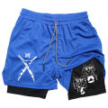 Men's Compression Shorts Anime Demon Slayer Print Beach Shorts Gym Fitness Running Quick Dry Short Pants Summer Print Sportswear.