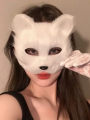 Fluffy Fur Fox Tail Cat Paws Gloves and Ears Headwear Face Mask Cosplay Costume Wolf Therian Mask Set Halloween Party Accessorie.