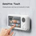 Shower Phone Holder with Bluetooth Speaker IPX4 Waterproof Anti-Fog Touch Screen Wall Mount Phone Holder for Shower Bathroom.