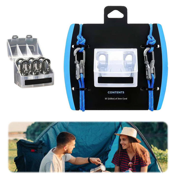 Lock Buckle Rope with Roller Tensioner 6 Hooks Non-Slip Paracord Adjusters Heavy-duty Cam Technology Rope Tension Adjuster