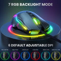 ONIKUMA Wired Gaming Mouse 6 Levels Adjustable 6400 DPI 7 Programmable Buttons 7 RGB Lighting Modes Ergonomic Mice for PC Gamer. 