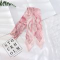 2021 New Summer 130*7 Ins Small Hairband Lovely Print Long Silk Scarf Wrist Ribbon Skinny Scarf For Women. 