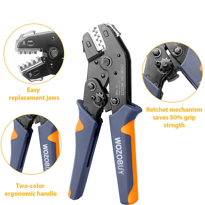 WOZOBUY%207CQK%20Crimping%20Tool%20Set%20Wire%20Crimper%20for%20Solar%20PV%20Connectors,Non-Insulated,DuPont,Ferrule%20Connectors-8%20Inch%20Wire%20Stripper%20-%20Image%205