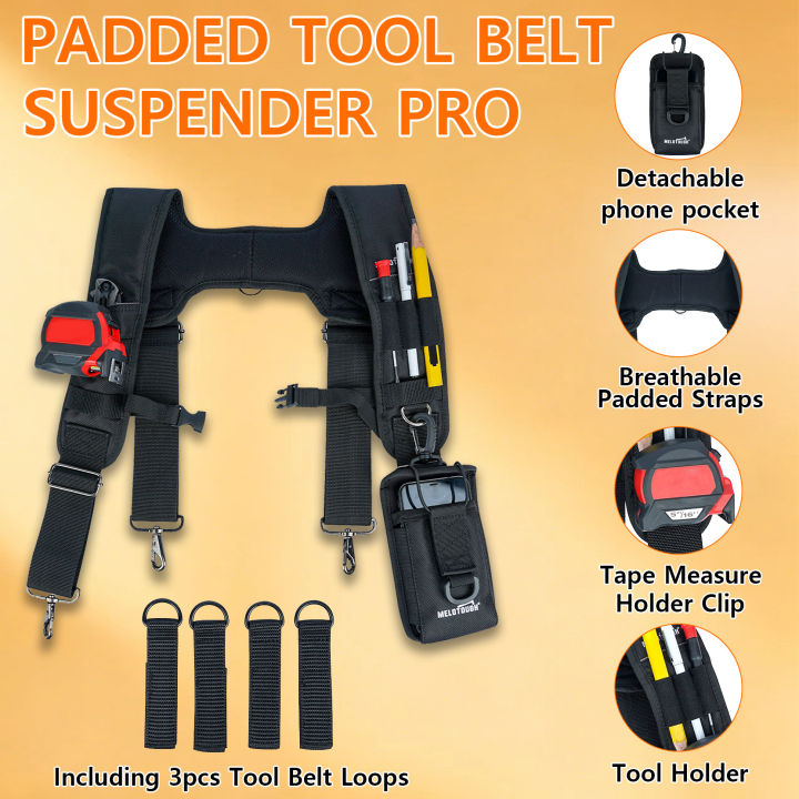 Tool Belt Suspenders Construction Bag Suspenders Padded Work Belt Suspenders for Carpenter/Electrician/Roofing/Farmer Work