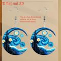 1 pair of Van Gogh starry sky pattern acrylic earrings, moon black cat unique ladies earrings, very suitable for daily party wea. 