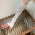 Women Lolita Jk Lace Fingerless Gloves Black Gothic DIY Strapping Sunscreen Sleeve Clothing Accessories Elastic Mesh Punk Gloves. 