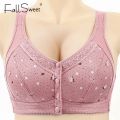 FallSweet Front Closure Cotton Bra for Women Plus Size Seamless Wireless Sports Bras Thin Underwear for Middle-Aged & Elderly. 