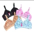 Pack of 4 Printed Jersey Simple Bras for Women & Girls - Non-Padded, Comfort & Support, Multicolor. 