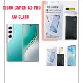 For Tecno Camon 40 Pro (A+ GRADE) Premium UV Tempered Glass Screen protector Curved with Liquid Glue and UV Light -transparent clear. 