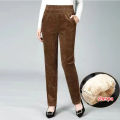 Thin & Plush Thick Casual Pants Fleece Pencil Pants Women's Corduroy Warm High Waist Pants Autumn Winter Leggings Pants Trousers.