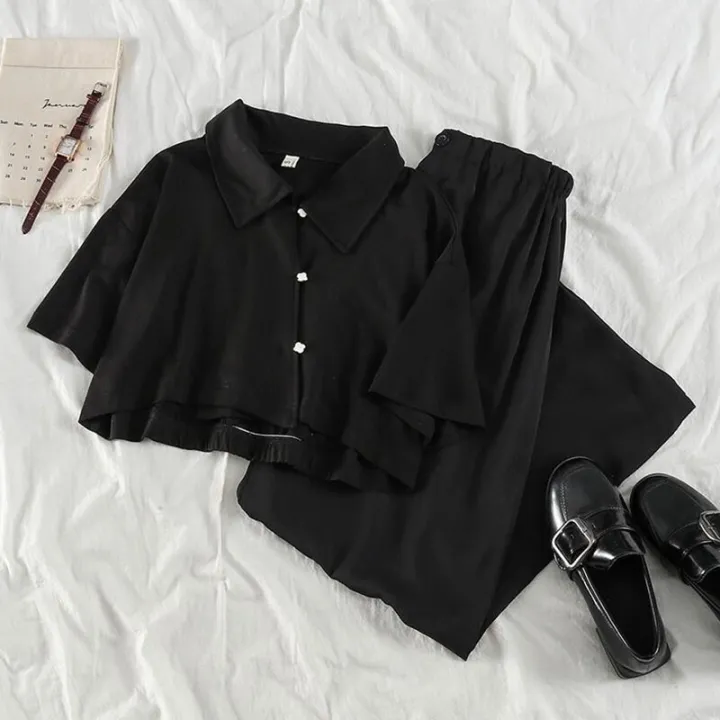 2%20PCs%20set%20black%20shirt%20collar%20short%20sleeve%20with%20long%20pants%20set%20leisure%20chic%20simple%20-%20Image%207
