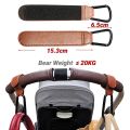1/2PCS Baby Stroller Hooks - PU Leather Pram Organizer for Diaper Bag Travel Accessories with Climbing Buckle. 