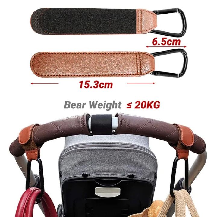1/2PCS%20Baby%20Stroller%20Hooks%20-%20PU%20Leather%20Pram%20Organizer%20for%20Diaper%20Bag%20Travel%20Accessories%20with%20Climbing%20Buckle%20-%20Image%202