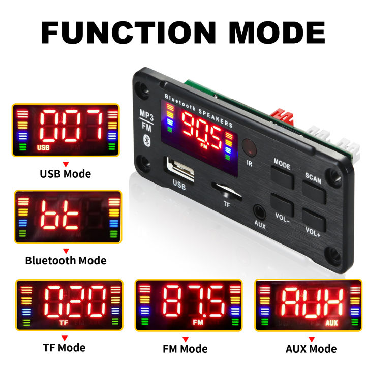 12V%20MP3%20Decoder%20Board%20Bluetooth%20Car%20Kit%20USB%20MP3%20Player%20Support%20WMA%20WAV%20TF%20Card%20Slot%20/%20USB%20/%20FM%20With%20Color%20Screen%20-%20Image%204