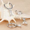 4PCS Stainless Steel Four Zircons Flower Pendant Hoop Earrings Set for Women Cartilage Huggies Square Earring Piercing Jewelry. 