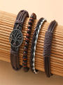 Original Watch Bracelet set Waterproof Retro Style Black Leather Strap Watch for Man's LA0265. 