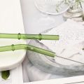 2/4Pcs Bamboo Design Drinking Glass Straws High Borosilicate Straw Set with Brush Milk Shake Coffee Cocktail Straw Bar Drinkware.