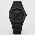Roman Full Black Colour | Chronograph look | Dial Roman Watch Plastic Carbon Fiber look body Watch | Full Black. 